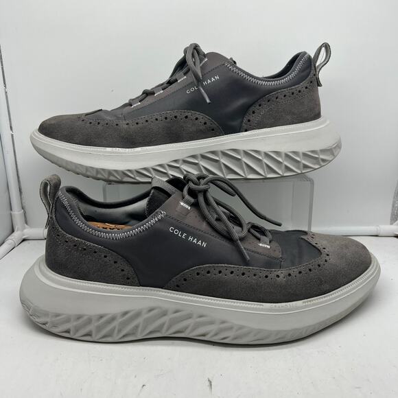Cole Haan Zerøgrand Shoes Mens 13 WFA Suede Gray Shoes Oxford Wingtip - Picture 1 of 7